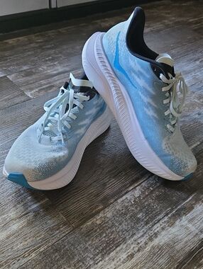 Hoka One One Light Blue and White Women's Running Shoes